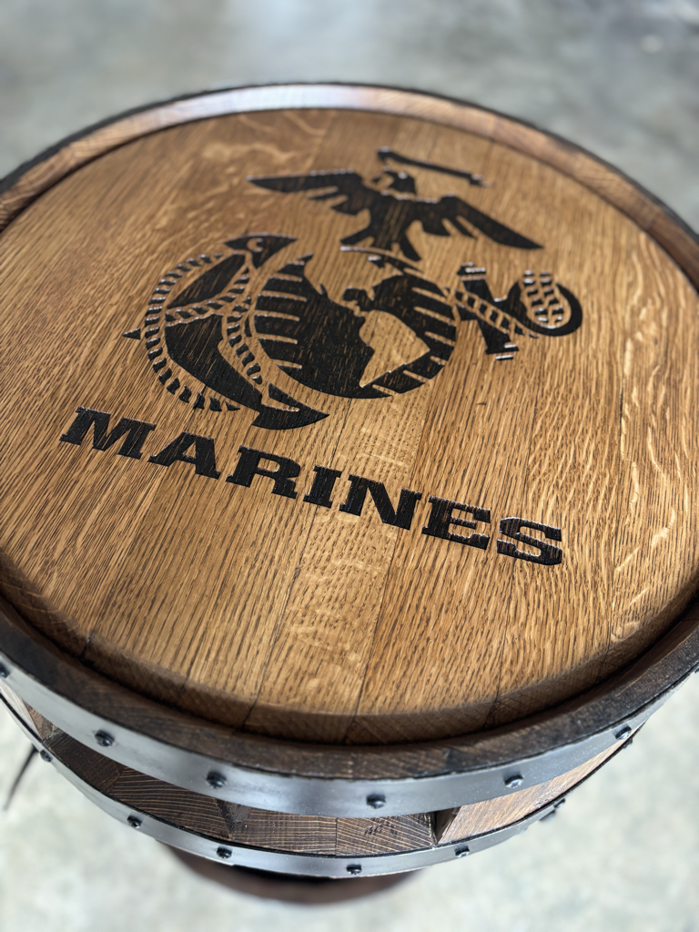 Marines emblem engraved on barrel top